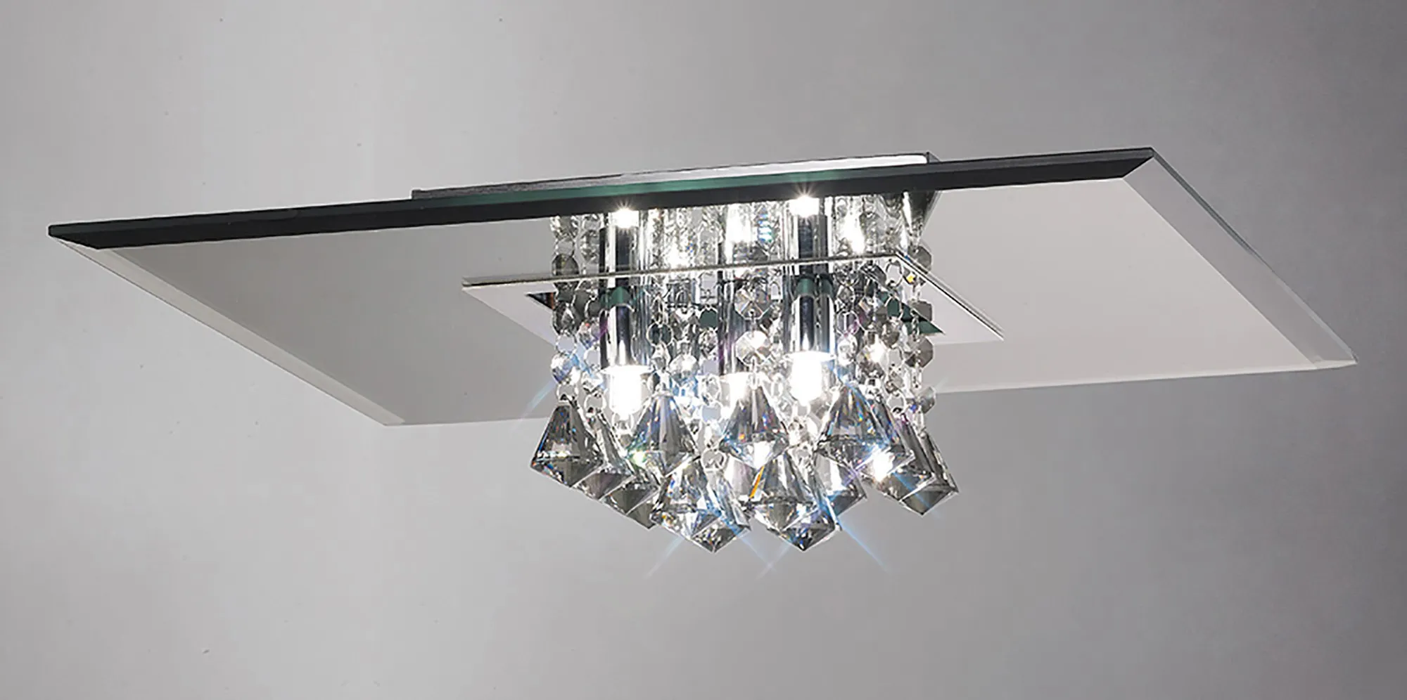 D0017  Theo Crystal Square Flush Ceiling 5 Light Polished Chrome